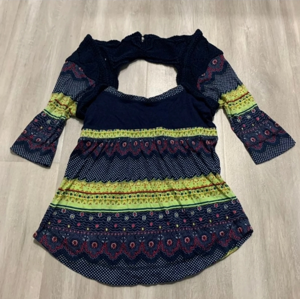 Free People Crochet Blue Top Sz S